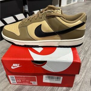 Women’s Nike Dunk Low Tan and Black Sneakers
